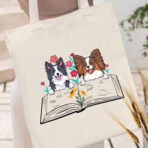Andeiltech Canvas Tote Bag for Women Aesthetic Cute Cat Shopping Grocery Reusable Bags with Inner Zipper Women Gift