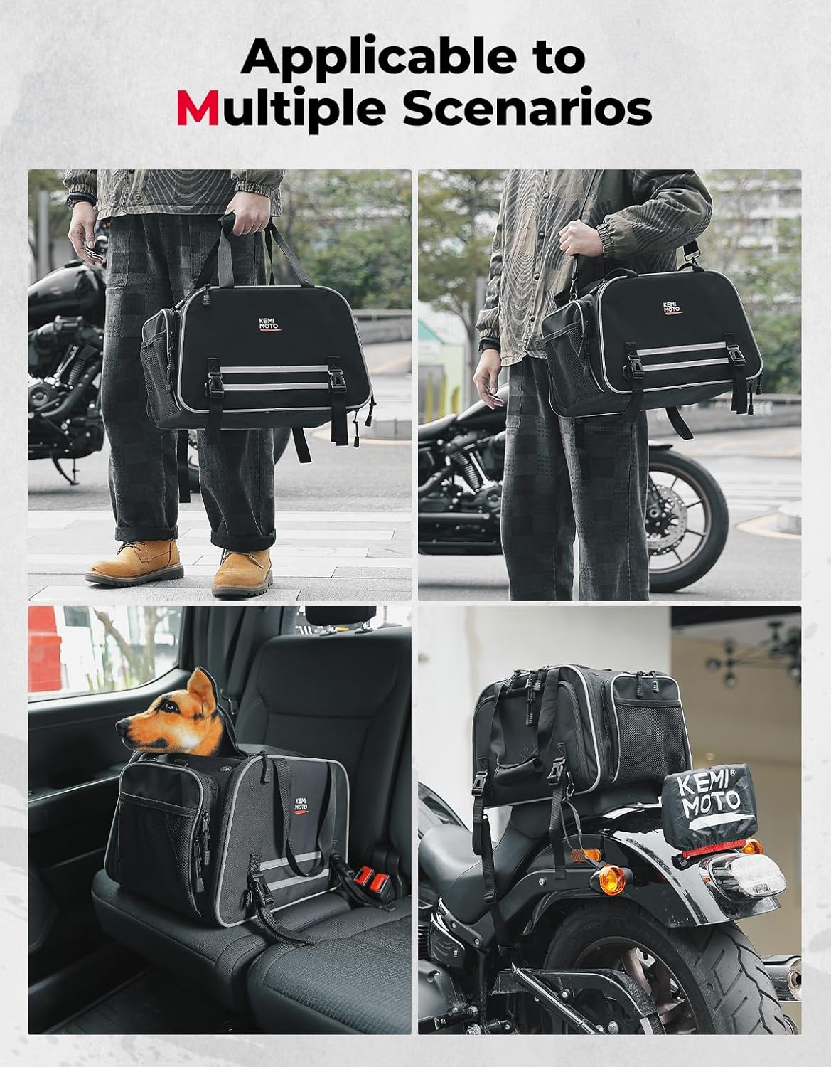 KEMIMOTO Dog Cat Pet Carrier Expandable for Less Than 20 lbs Pets Travel Bike Portable Folding Soft-Sided Dog Carriers for Touring Cruiser Trike Car Black - Image 6