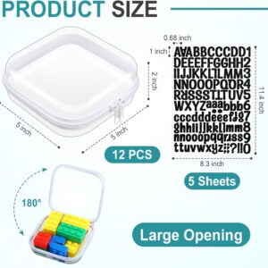 12 Pcs Clear Hard Zipper Case Plastic Zipper Pouch with 5 Sheets Alphabet Sticke...