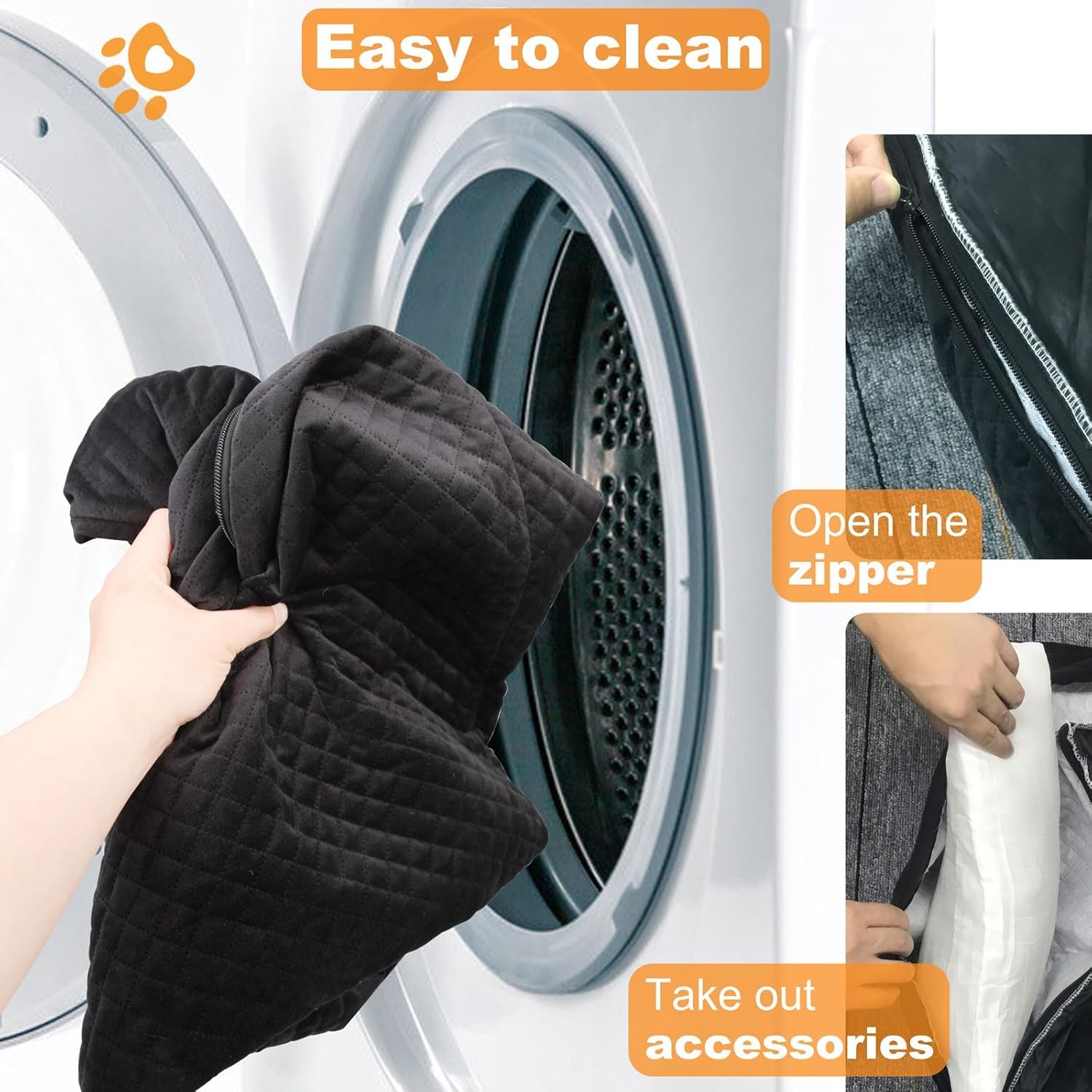 Large Dog Car Seat,Dog Car Bed for Large & Medium & 2 Small Dogs,Pet Booster Seats for Travel Safety,Soft Fabric and Non-Slip Base,Can Be Disassembled and Easy to Clean(Black) - Image 5