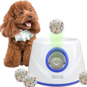 Automatic Dog Ball Launcher, Upgraded Dog Ball Throw Launcher, Adjustable Distance 10-30FT, for Small/Medium Dogs, with 3 2.3-inch ETPU Balls, Indoor and Outdoor Interactive Toys