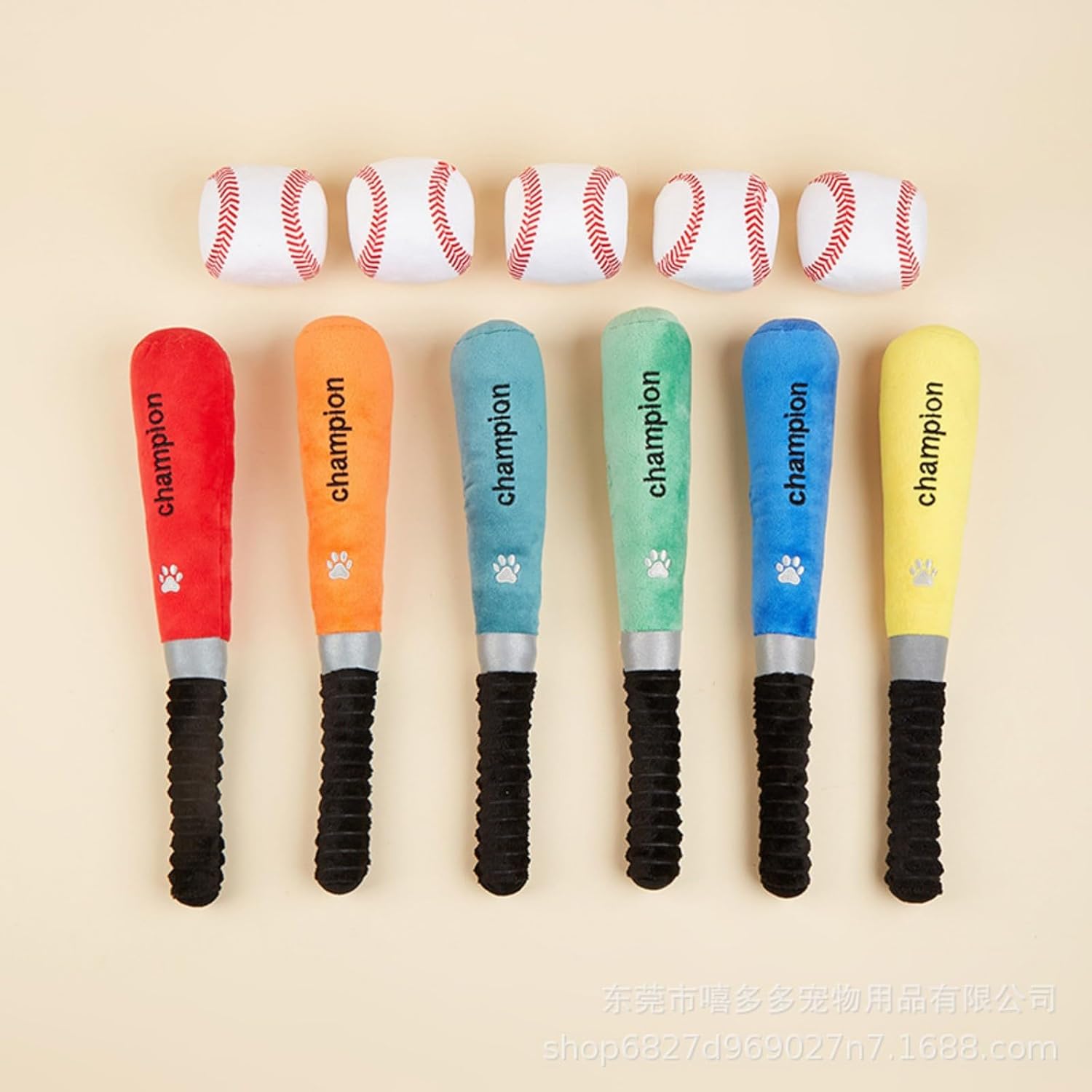 Baseball Bat Dog Toys Squeaky Dog Interactive Toy with 2 Pcs Baseballs Soft Plush Pet Toys for Dogs and Cats Playing (Blue) - Image 2