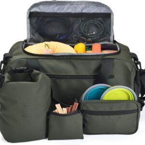 Super-Value 4-in-1 Dog Travel & Walking Bundle | 8-Pocket Travel Organizer + XL Food Container + Exclusive Walking Bag + Detachable Treat Pouch | Poop Bag Dispensers | Cabin Approved Size | Waterproof