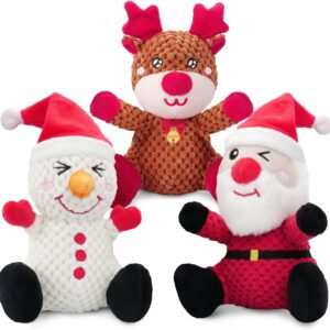 Epesiri Christmas Plush Dog Squeaky Toys for Large Breed, 3 Pack Durable Dog Toys for Medium Dogs, Cute Christmas Puppy Toys with Cotton, Tough Dog Chew Toys, Dog Toys Gift