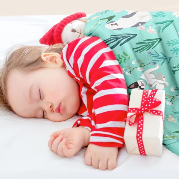 Wajade Floral Puppy Dog Blanket for Kids Toddler Soft Flannel Sage Green Bed Blanket for Kids Adults Teens Plush Cute Christmas Birthday Gifts 60"x80" - Image 6