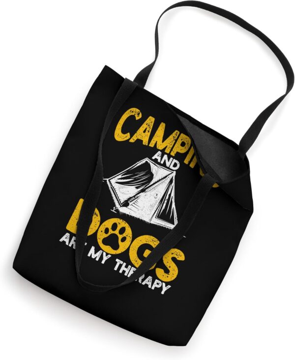 Camping And Dogs Are My Therapy Camp RV Camper Dog Lover Paw Tote Bag - Image 2