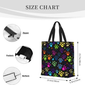 Black Sunflowers Tote Bag for Women, Reusable Grocery Shopping Tote Bags with Zipper, Casual Shoulder Bag Handbags