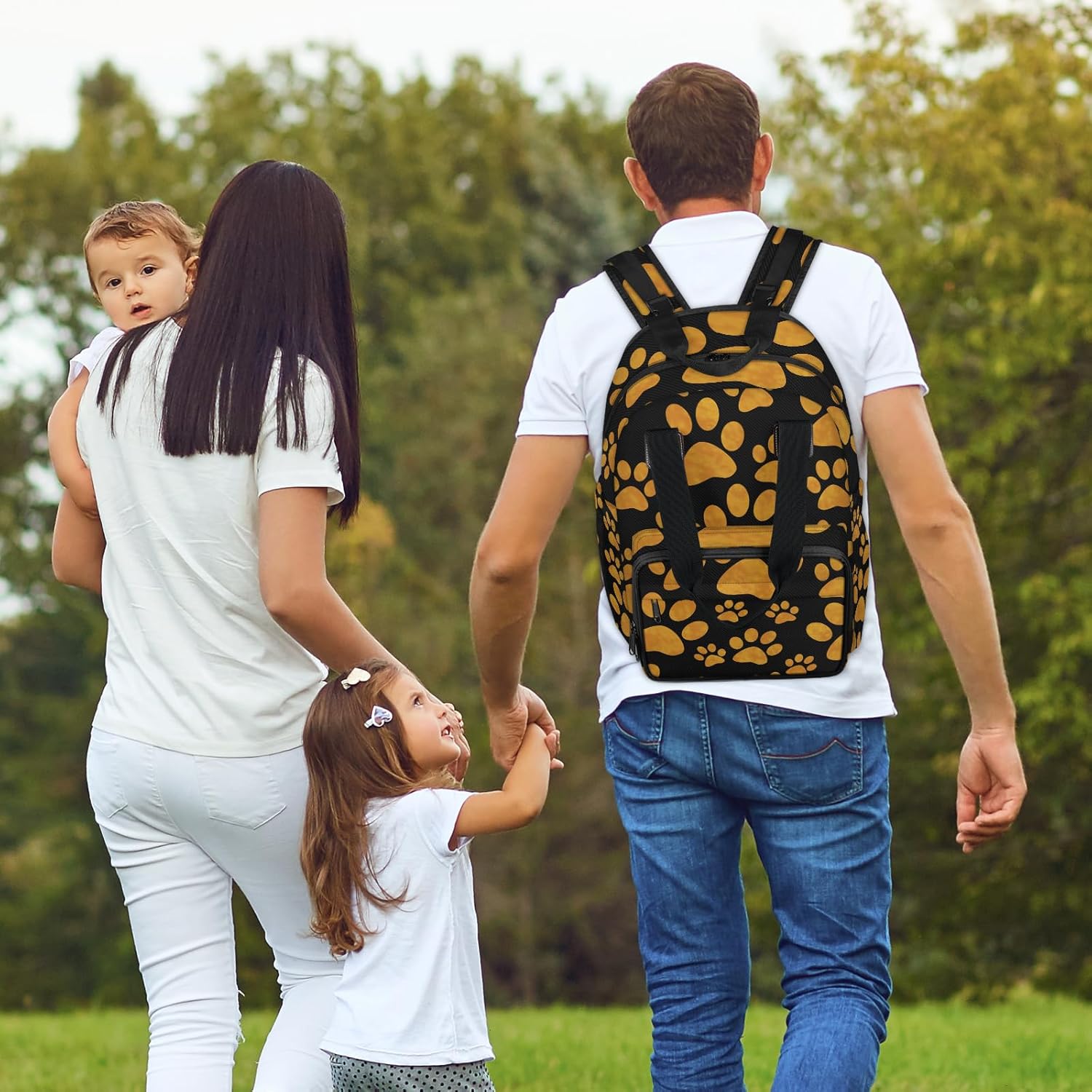 Animal Dog Paw Prints Diaper Bag Backpack Baby Essentials Travel Tote Bag with USB Charging Port Large Waterproof Moms Dads Backpack for Work Travel Holiday - Image 8