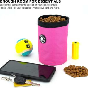 Dog Treat Pouch Portable Puppy Food Container Large Capacity Hands Free Drawstring Dog Poop Bag Dispenser, Easily Carries Dog Necessities for Training/Travel or Outdoor Walking