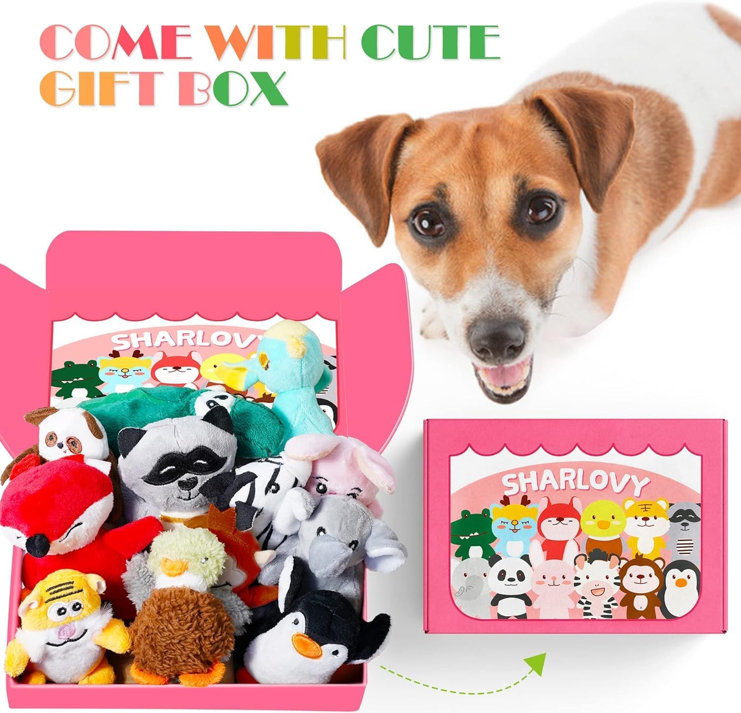 SHARLOVY Dog Squeaky Toys for Small Dogs,Stuffed Animal Puppy Toy,Cute Puppy Chew Toy for Dog Teething, for Small to Medium Dogs,Soft Plush Pet Toys Pack 12 in Gift Box - Image 6