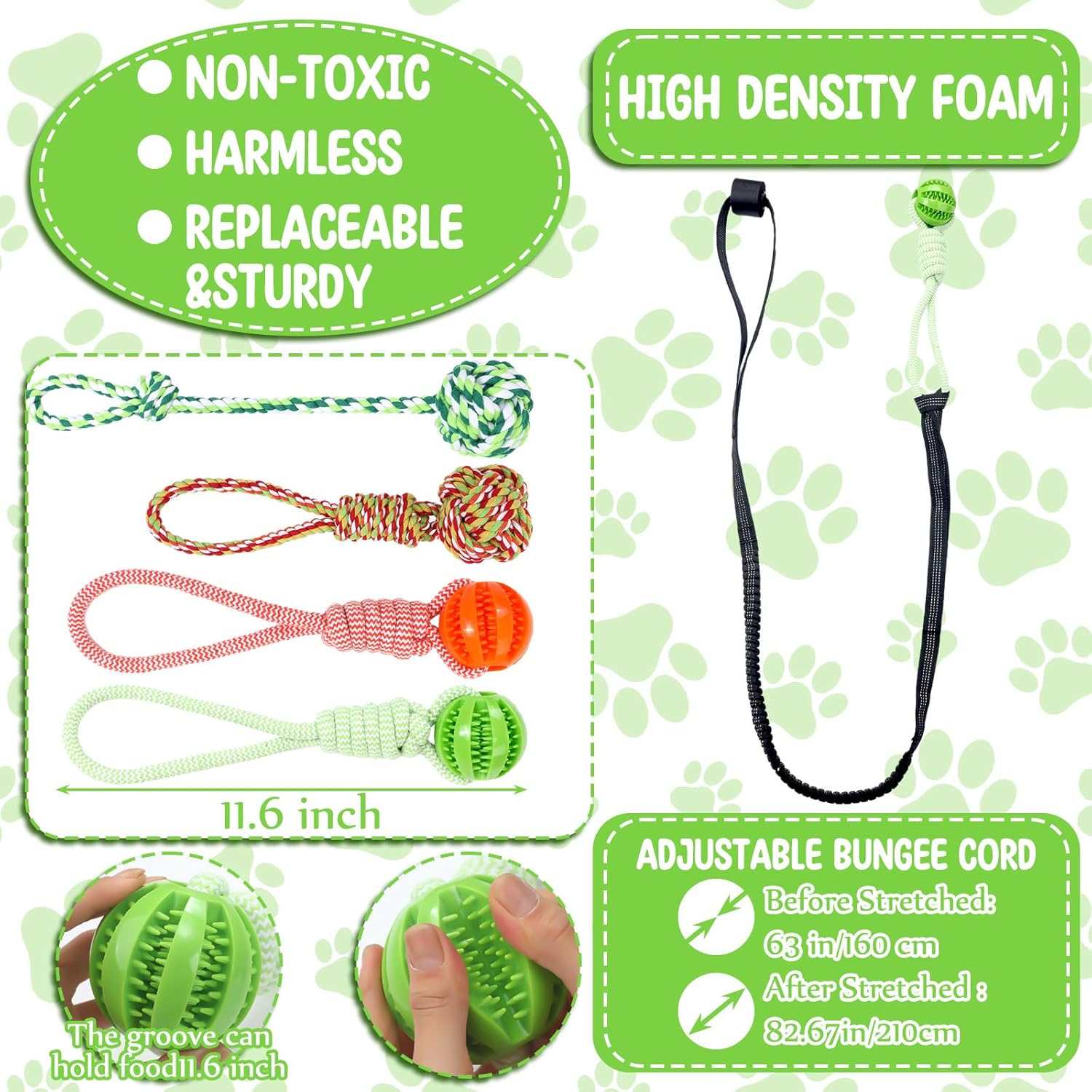 6 Pcs Dog Bungee Tug Toys with Stakes Dog Tug of War Toys Set Outdoor Chew and Tether Play Cord Interactive Supplies for Indoors Outdoors Lawns Trees Large Medium Small Doggie - Image 2