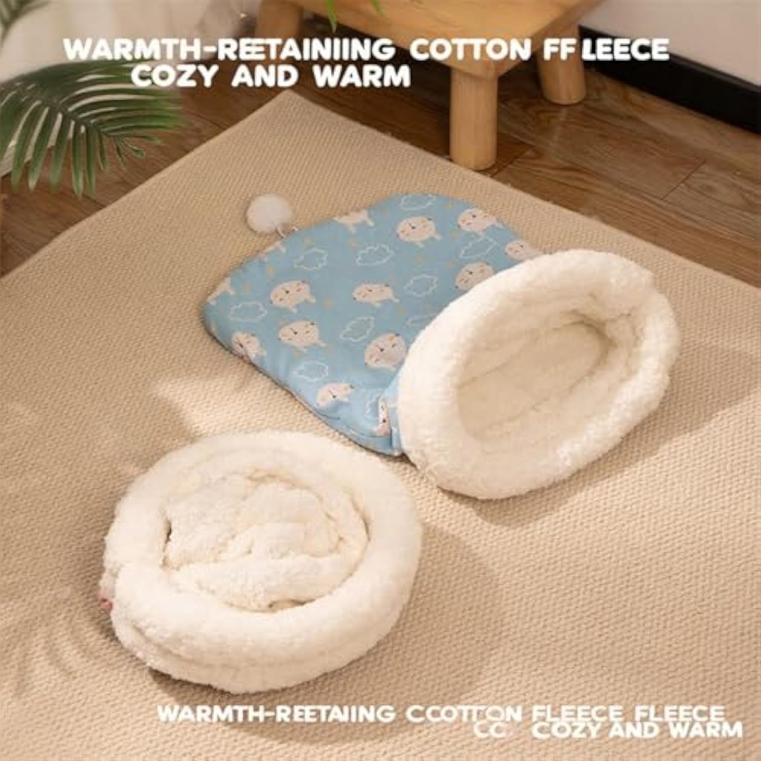 Cozy Pet Nest for Cats and Dogs, House Warm Cave Sleeping Nest Bed for Small Cats and Dogs, 2 Sizes Portable Calming pet nests, Self-Warming Pet Nest Cat Dog Sleeping Bag for Indoor (F, Medium) - Image 2