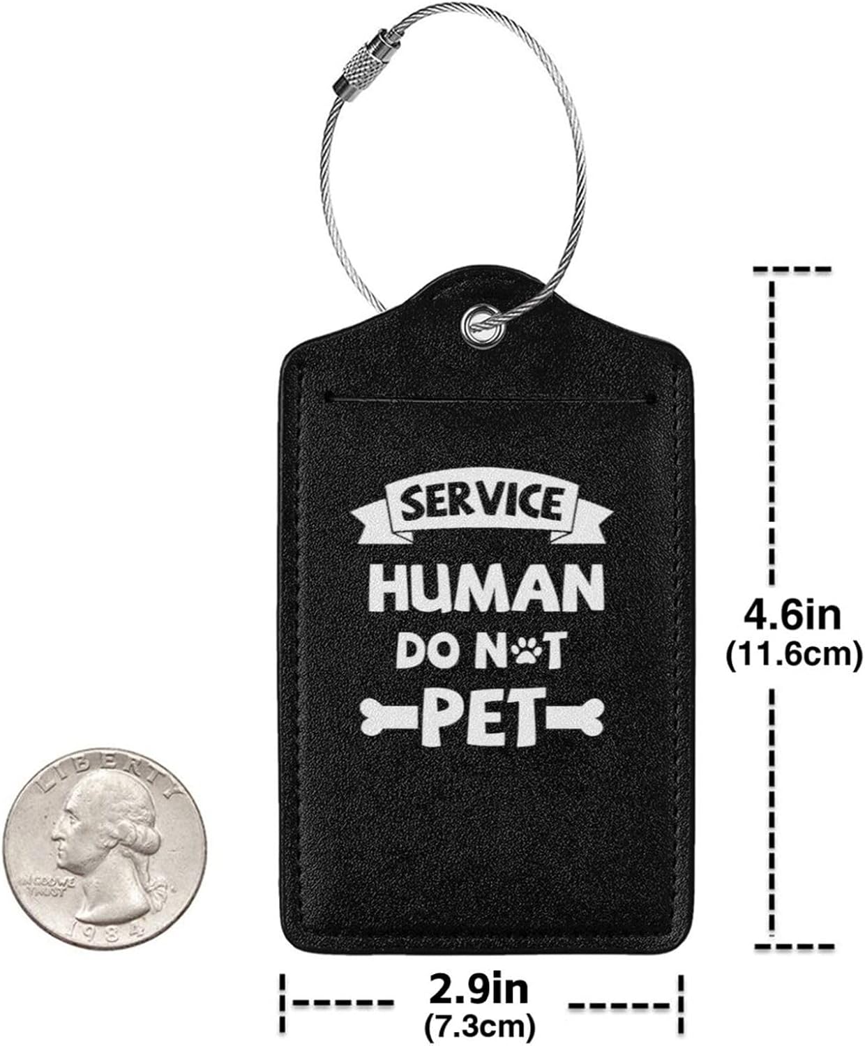 Service Human Do Not Pet Set of 2 Durableleather Luggage Tags Stylish Travel Gear Men Women - Image 4