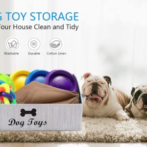 Morezi Dog Toy Basket – Organize Pet Toys, Blankets, Leashes, Chews in Living Room, Playroom, Closet, Shelf – Grey