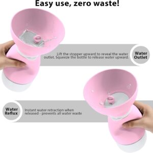 Portable Pet Water Bottle – 20 oz with 8.8 oz Food Container,Silicone Leakproof Travel Bottle for Dogs Cats, Detachable Feeding Dish for Walking Hiking Travel Pink