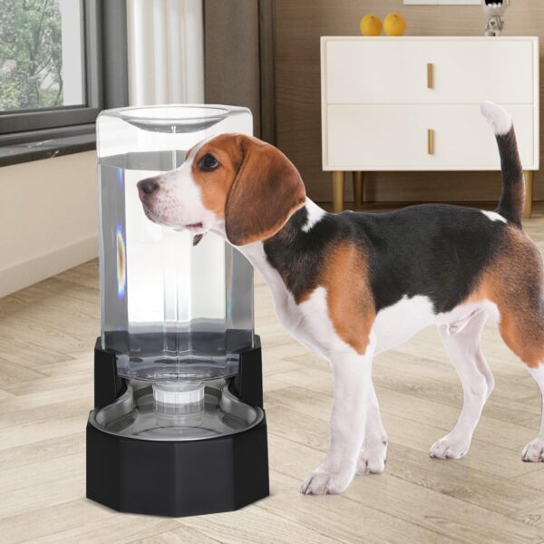 Sfozstra Large Dog Water Dispenser: 8L Automatic Black Water Feeder with Stainless Steel Bowl - Without Filter - Gravity Design for Multiple Pets Indoor/Outdoor - Image 7