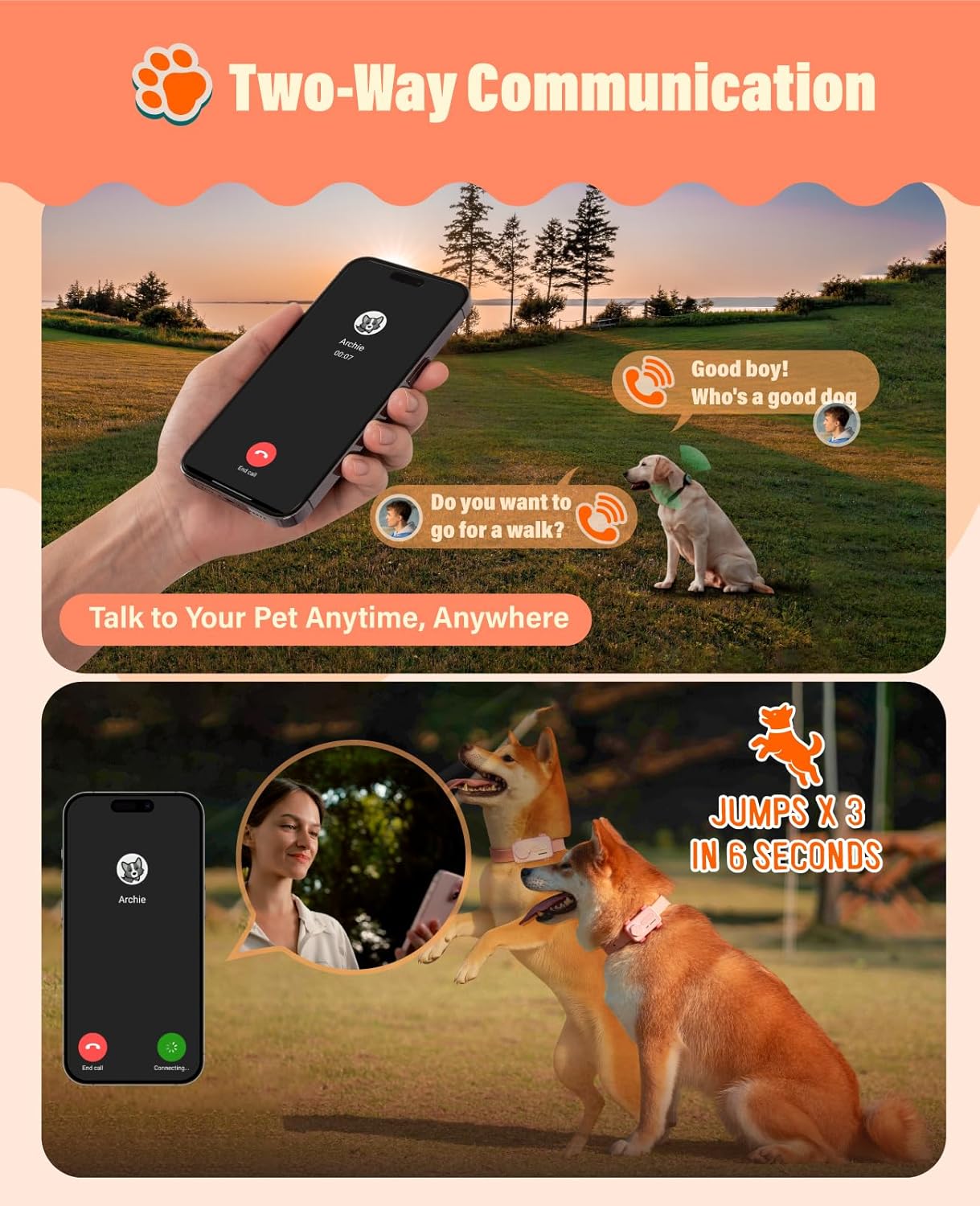 Pet Tracker Support Two-Way Call and AI Health Alerts, Play Music and Pet Community, Real Time Tracking and Virtual Fence, GlocalMe GPS Tracker for Dog and Cat, Global Unlimited Range - Image 2