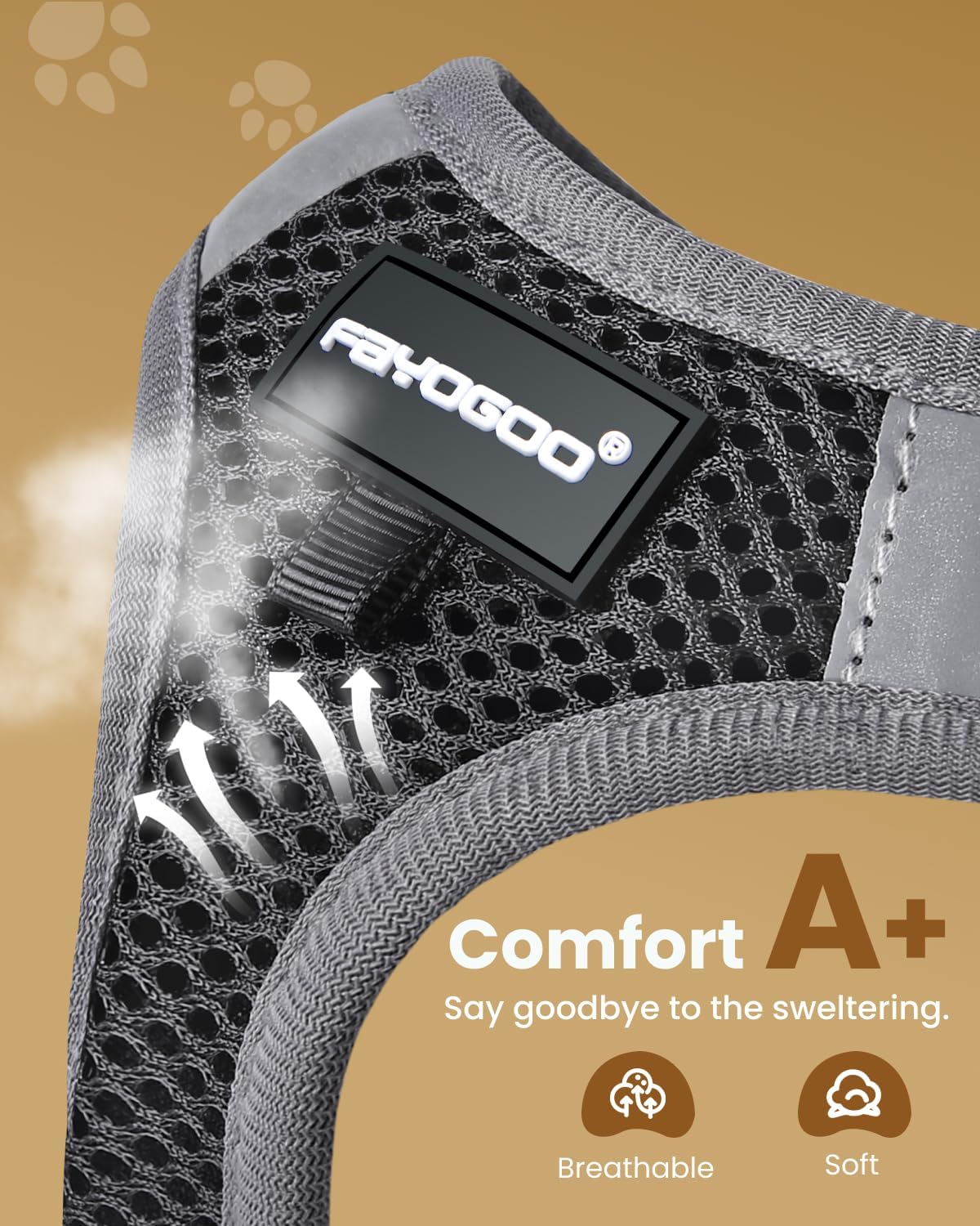 FAYOGOO Cat Harness and Leash Set | Upgrade Step-in Escape Proof Harness | Lightweight Soft Vest, No-Choke Design for Walking, Travel, Camping (Black) - Image 2