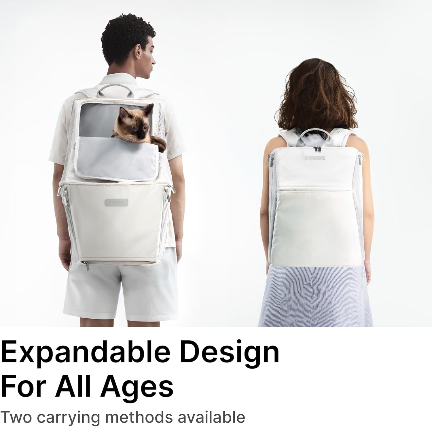 Expandable Cat Backpack Carrier Pet Soft-Sided Mesh Backpack Carrier for Cats Small Dogs Dual-Layer Ventilated Privacy Cat Backpack for Travel Outdoor Camping (Mint Green) - Image 3