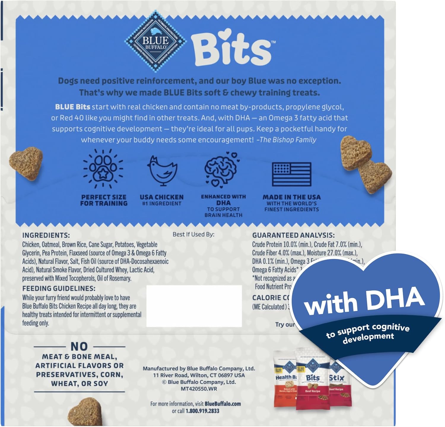 Blue Buffalo BLUE Bits Natural Soft Moist Training Dog Treats TOGO Chicken Recipe Bags, contains Twelve (12) oz bags - Image 2