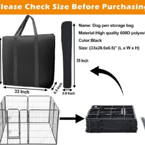LWFCOEE Dog Playpen Storage Bag, 24/32/40 Inch Waterproof Heavy Duty Fence Travel Bag with Handle for RV Trip, Fits 8 Panels Dog Pen and 9 Stakes, 33″x28.6″x6.5″