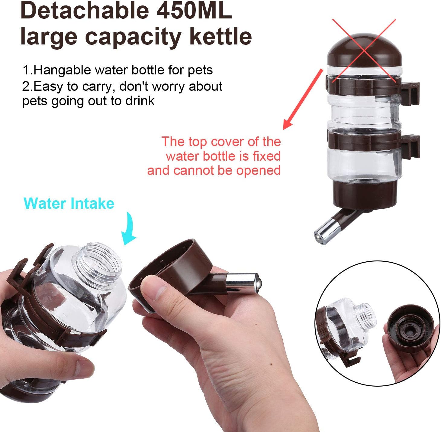 Dog Kennel Water Dispenser, No Drip Water Bottle Container ABS Material BPA Free 16oz for Small Animals - Image 4
