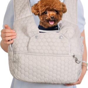 Dog Backpack Carrier for Small Dogs, Adjustable Strap Cat Backpack, Hands-Free Front Facing Pets Sling Chest, Fit 6-20Lbs Pets Backpack for Camping Hiking Traveling Cycling(Light Gray)