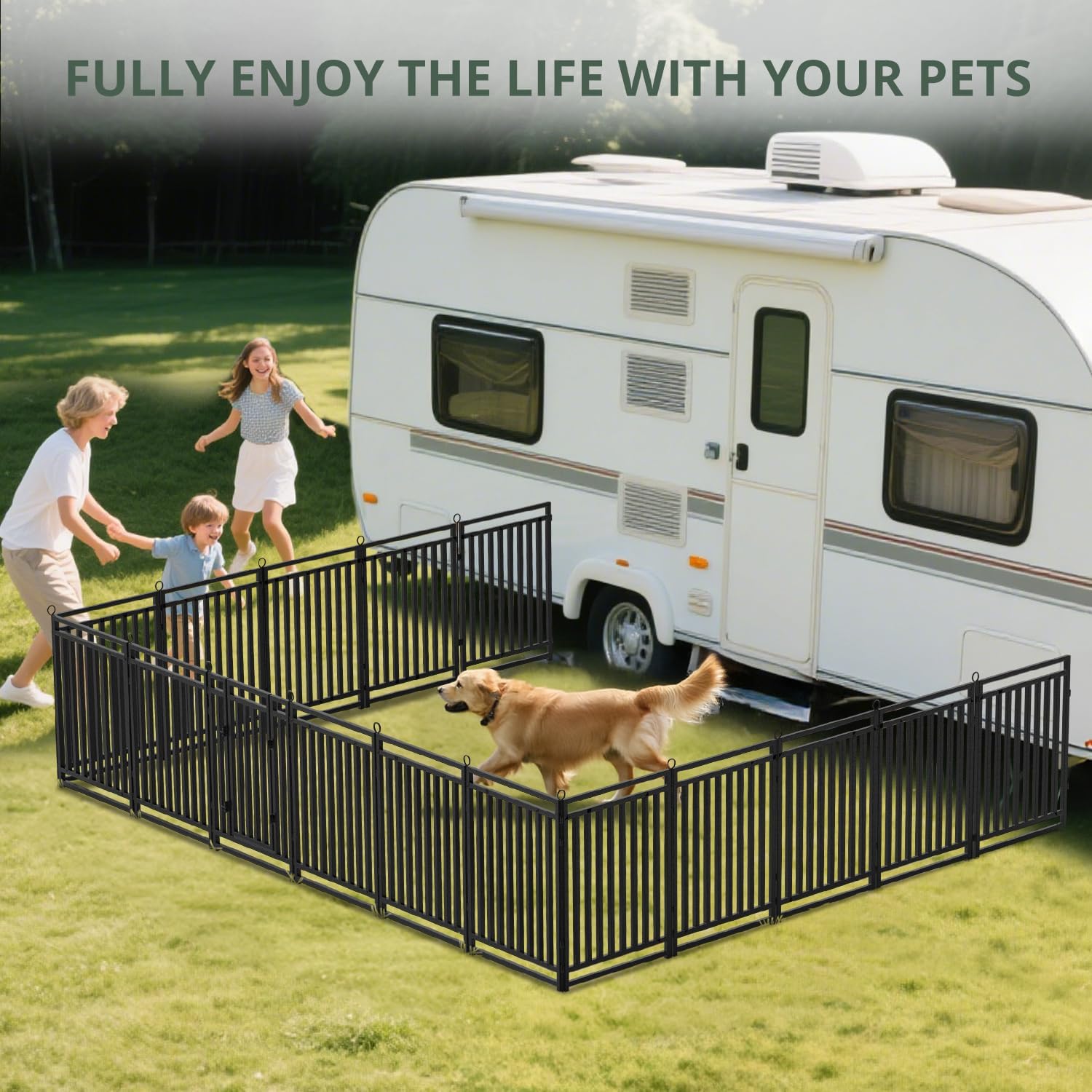 Dog Fence Outdoor Indoor, 40" Inch Height 16 Panels Dog Playpen for Large/Medium/Small Dogs Metal Dog Pen for Yard Camping and RV | Black-Silver - Image 6