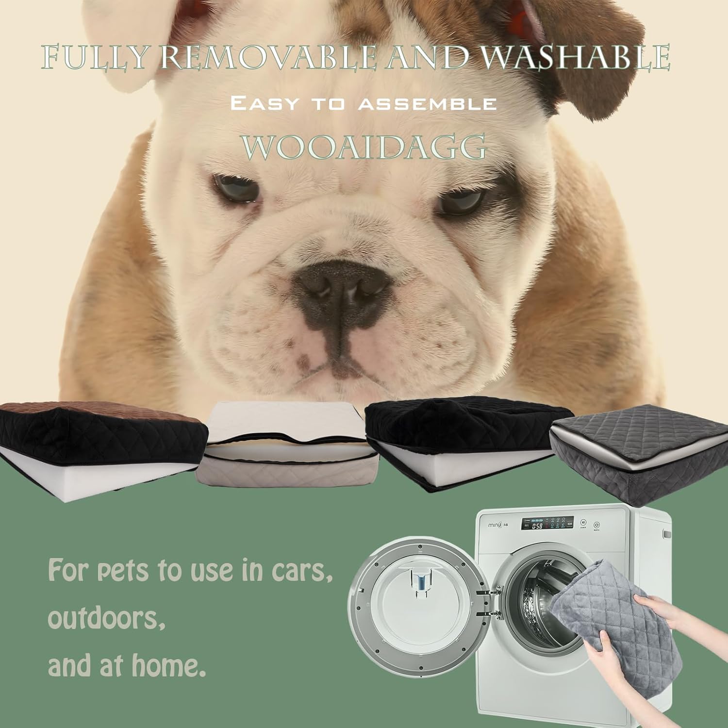 Dog Car Seat for Medium Sized Dog,Pet Travel Car Bed with Seat Belt Channle,Fully Detachable and Washable Car Dog Seat with Adjustable Straps,3 Straps Easy to Install (Black/Grey) - Image 5