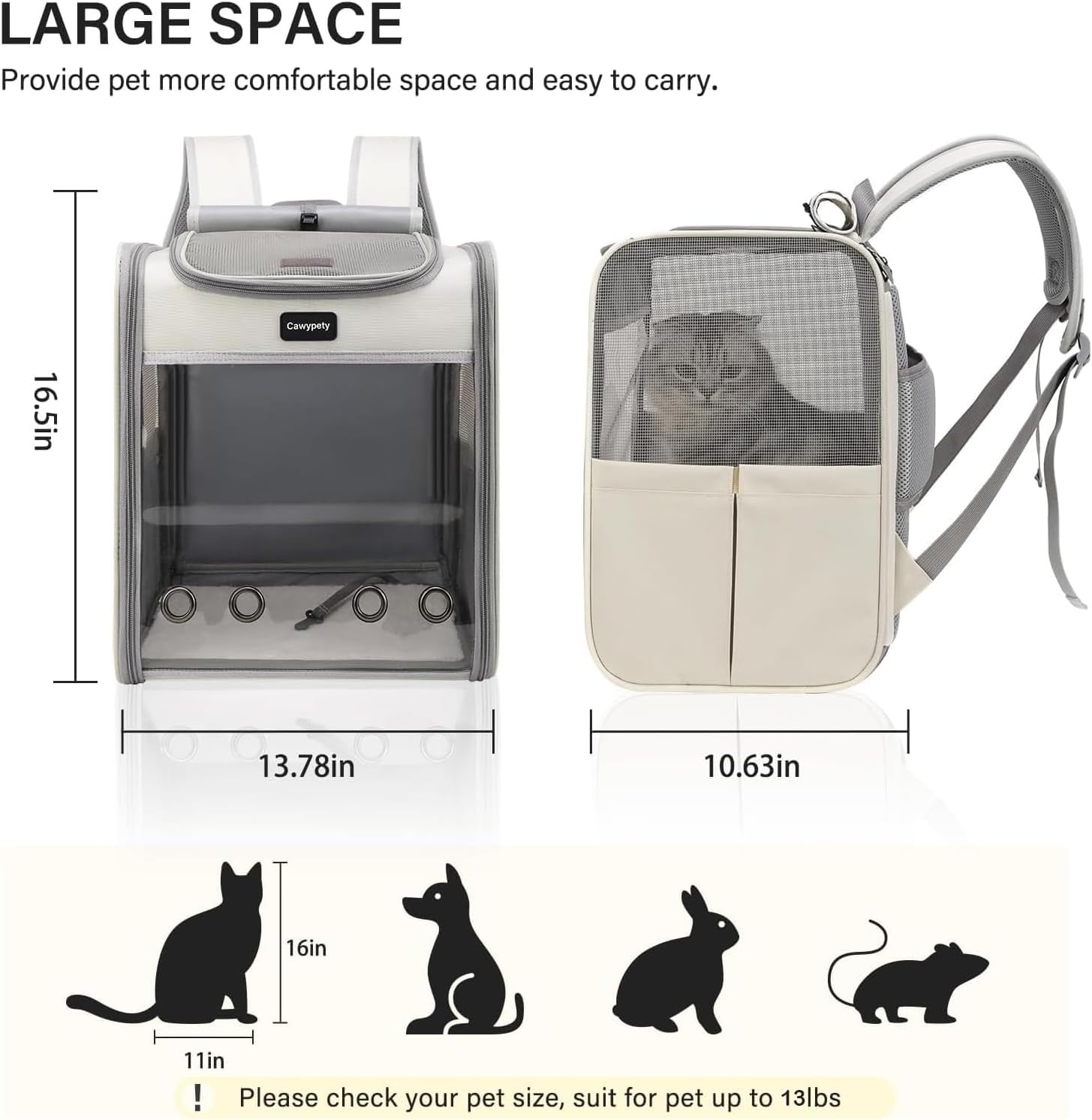 Cat Carrier Backpack,Cat Carrier with Window Blind,Cat Backpack for Small Cats Dogs, Safety Straps, Collapsible, Breathability,Designed for Travel, Hiking, Outdoor,Car - Image 3
