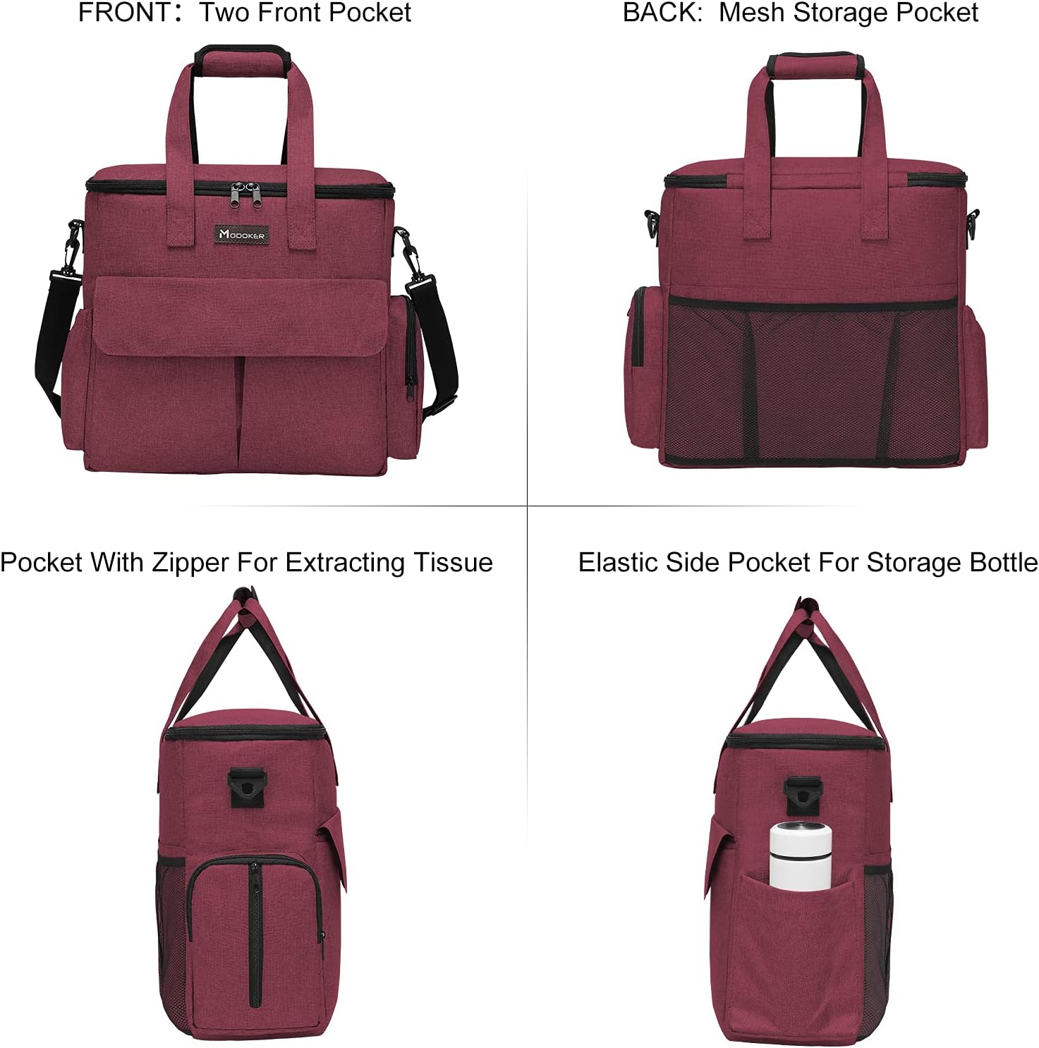 Airline Approved Pet Travel Bag, Weekend Travel Set for Dog and Cat, Airline Approved Tote Organizer with Multi-Function Pockets, 2 Dog Food Storage Containers, 2 Collapsible Bowls (Rose Red) - Image 2