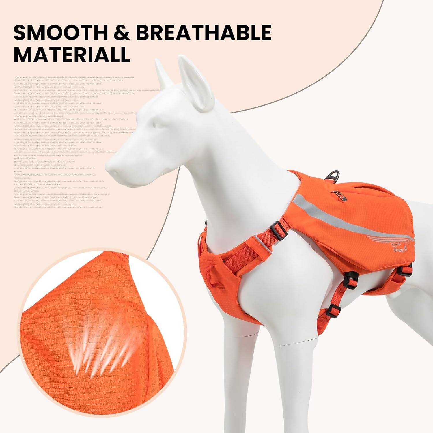 EXCELLENT ELITE SPANKER Y-Shaped Reflective Dog Backpack with Handle Pockets No Pull D-Rings Lightweight Hiking Gear for Dogs Hunting Camping Travel (Orange) - Image 3