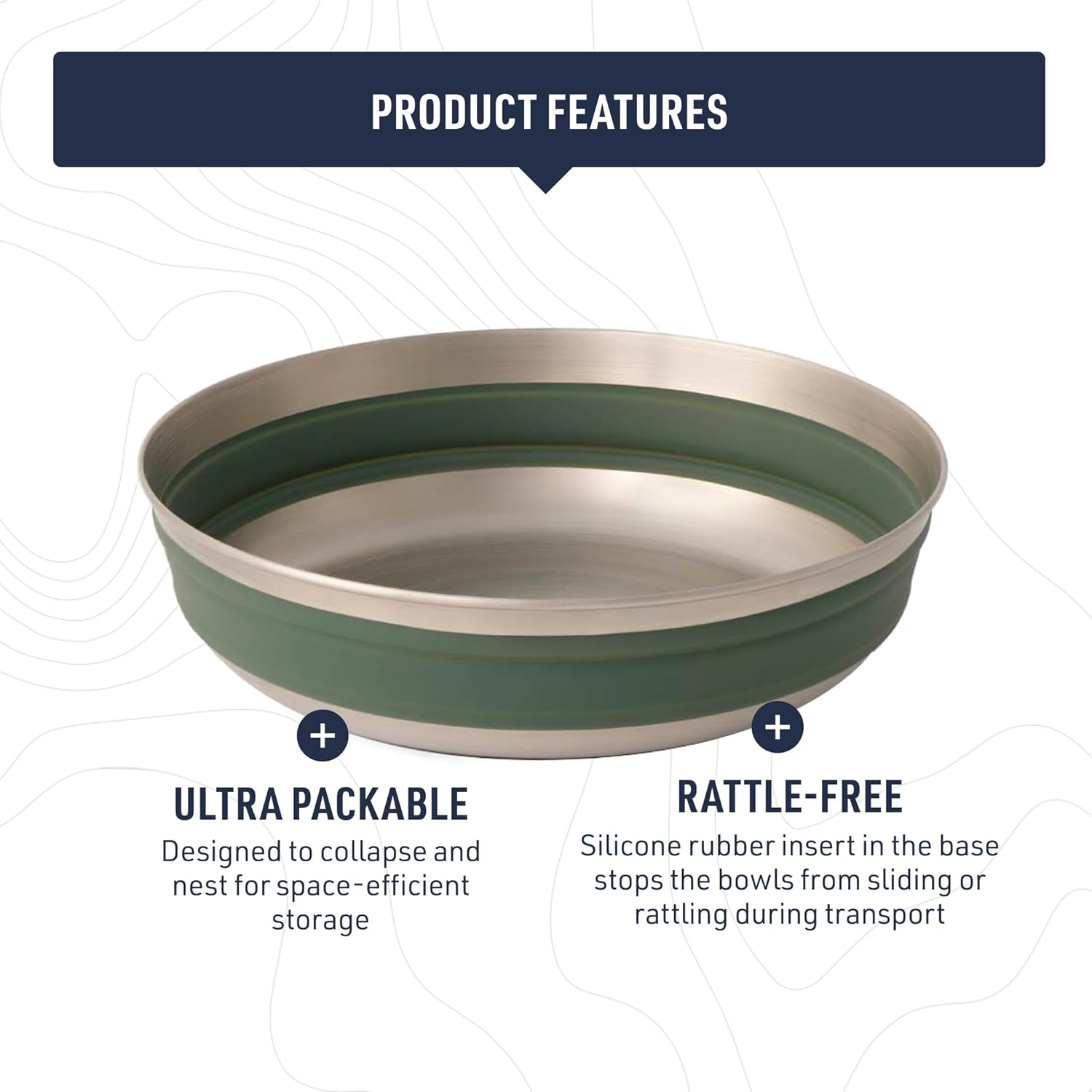 Sea to Summit Detour Stainless Steel Collapsible Bowl, Medium (22 fl oz), Moonstruck Grey - Image 3