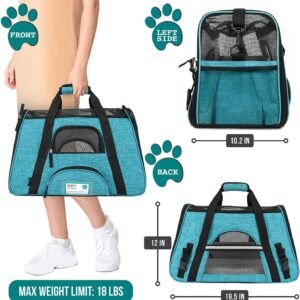 PetAmi Airline Approved Pet Carrier for Cat, Soft Sided Dog Carrier for Small Dog, Cat Travel Supplies Accessories Indoor Cat, Ventilated Pet Carrying Bag Medium Large Kitten Puppy, Large Heather Blue