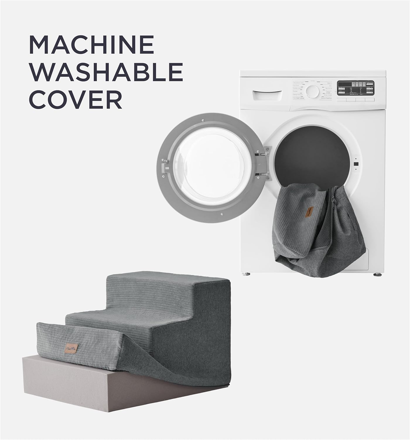 Made4Pets Dog Steps for Bed, Extra Wide Dog Stairs for High Bed Couch Sofa, 35D Foam Pet Steps for Small Dogs and Cats(Up to 40lbs), Non-Slip Bottom Pet Stairs, Grey, 4 Steps - Image 7