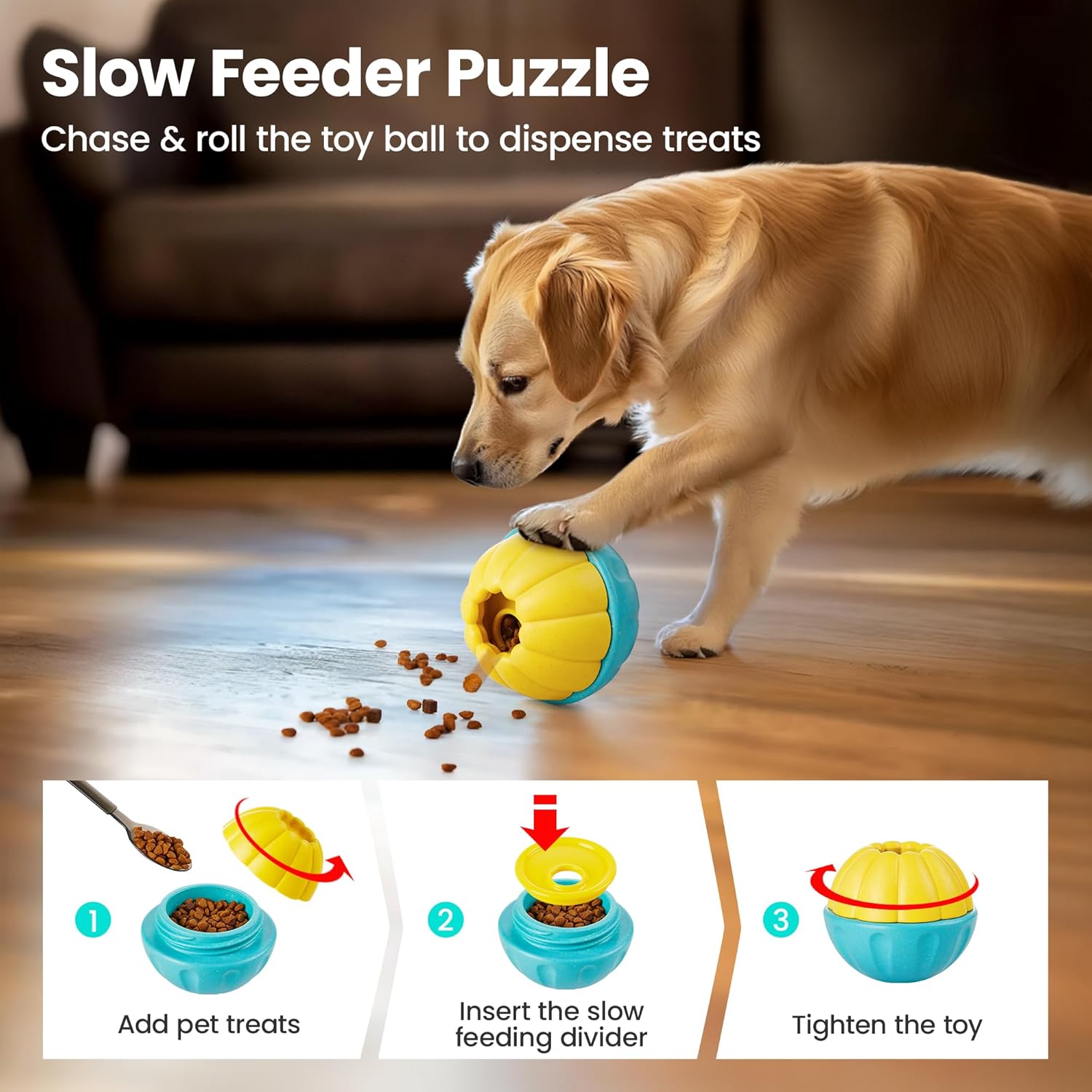 Potaroma Frozen Treat Dog Toys Enrichment Ball, Interactive Durable and Safe Puppy Chew Toy, Slow Feeder Food Dispenser Dog Pup Puzzle for Chewers 4.0 Inches - Image 4