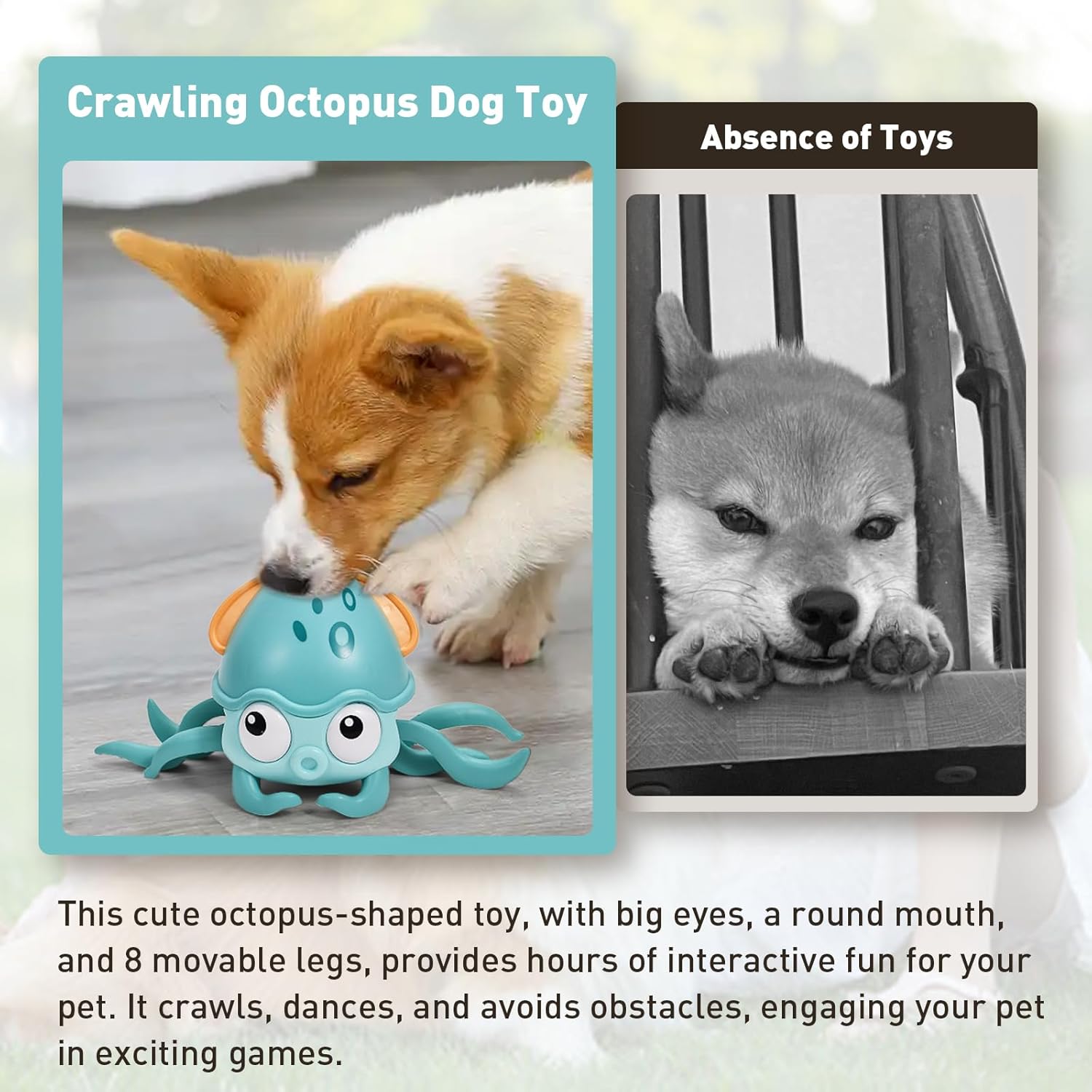 ETIAL Crawling Octopus Dog Toy with Obstacle Avoidance Sensor, Funny Dog Chase Toys, Interactive Squeaky Dog Toys with Music Sounds & Lights for Pets Dogs Cats to Keep Them Busy - Image 4
