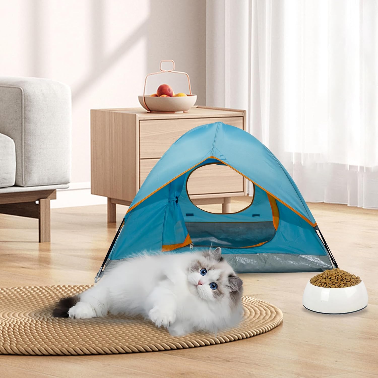 Outdoor Waterproof Pet Camping Tent, Cave Bed for Indoor Cats and Small Dogs, Portable Cat House Dog House, 21.6x21.6x14.9'', Blue, S. - Image 6