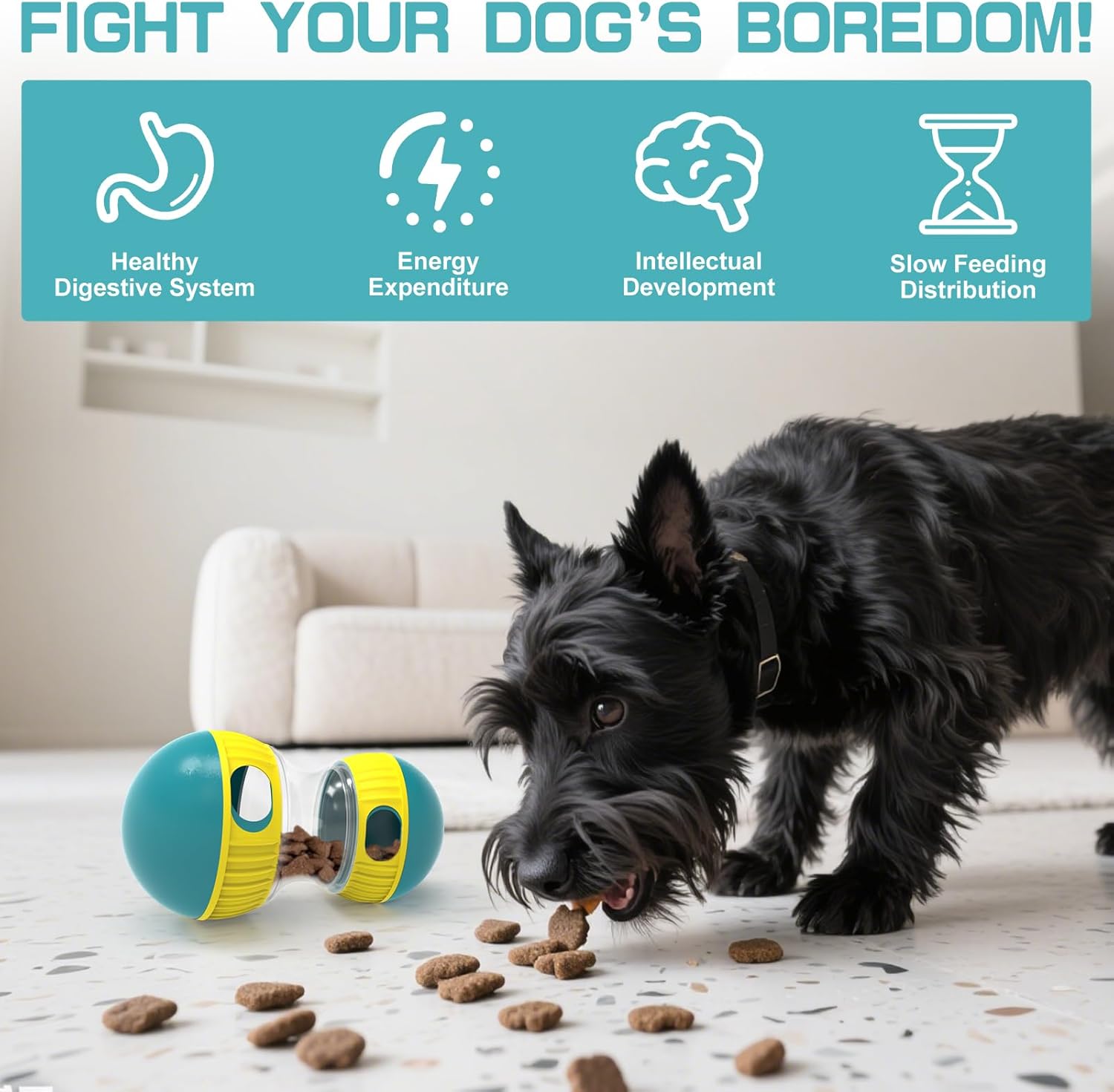 Interactive Dog Puzzle Toys for Indoor Adjustable Food Dispensing Treat Dispenser Ball & Slow Feeder for Large/Medium/Small Dog to Keep Them Busy, Green - Image 3