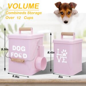 Dog Food Container Airtight Set 5-7 lb(25 Cup) Capacity with Scoop and Toy – Farmhouse Dog Food Storage for Kitchen Counter, Pink Storage Bin for Pet Food with Handle, Great Gift for Pet Owners