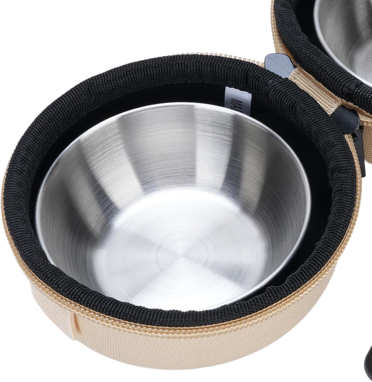 Stainless Steel Dog Bowls with Storage Bag, Lightweight Foldable Pet Feeder Bowl Set Ideal for Camping Traveling Hiking 9cm Diameter (Khaki) - Image 8