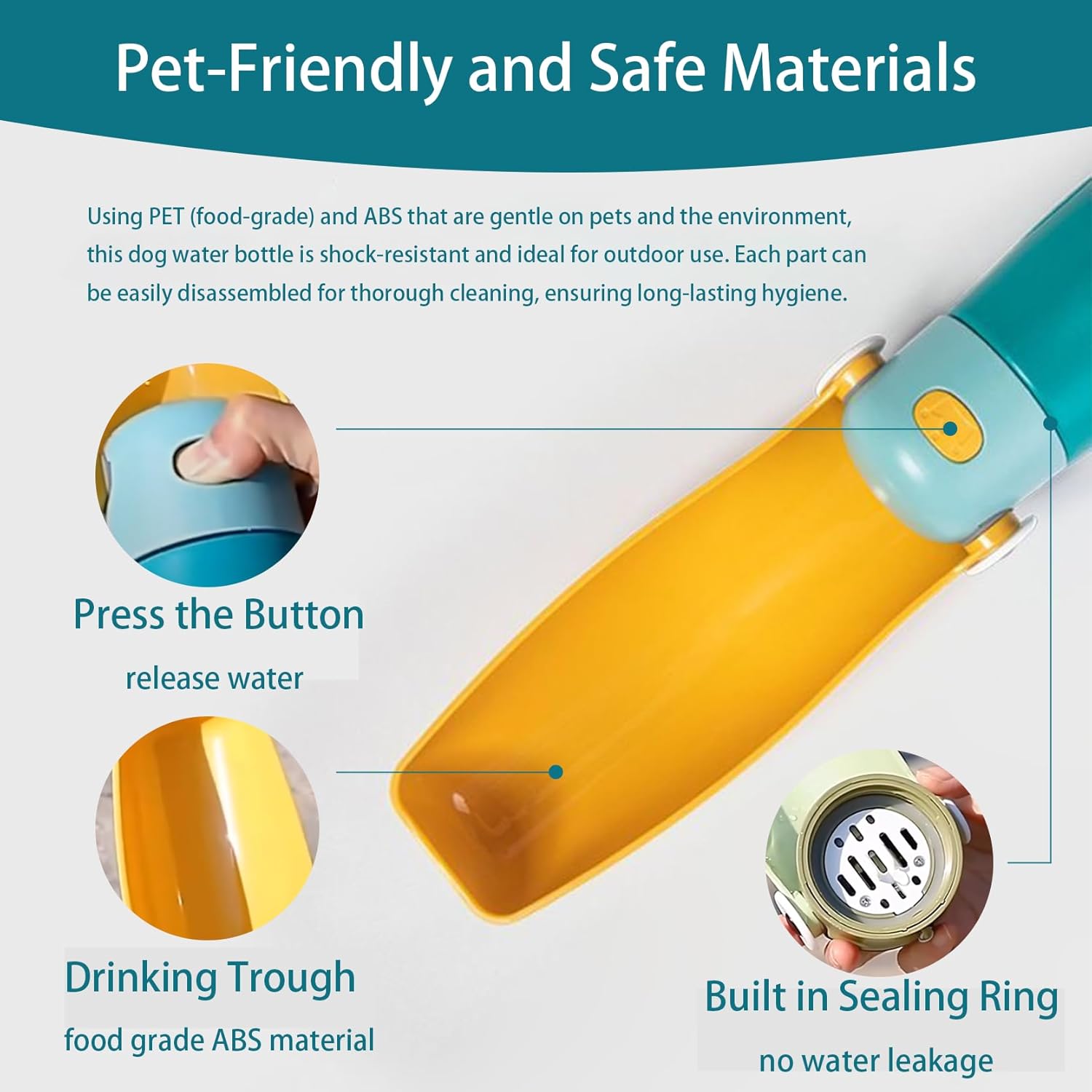 Dog Water Bottle Portable,Puppy Travel Water Bowl,Dog Water Bottle Dispenser for Walking,Puppy Essentials,One-Touch Water Dispensing & Retraction,Thick Body,Shockproof & Durable (Green, 300ml/10oz) - Image 3