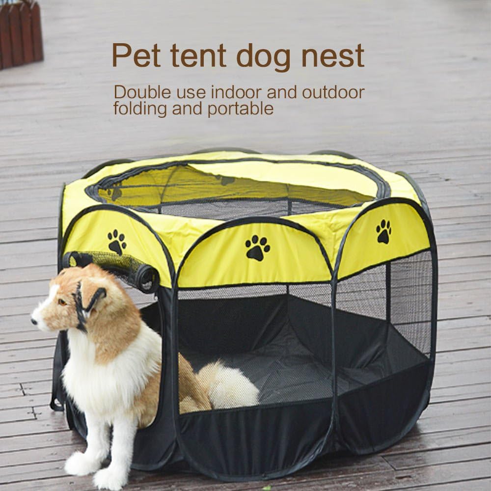 Pet Dog Puppy Playpen Dog Cat Tent Crates, Foldable Exercise Kennel Portable Playpen for Small Medium Dogs/Cats/Rabbits, Indoor Outdoor Travel Camping Use with Removable Zipper Top Green - Image 7
