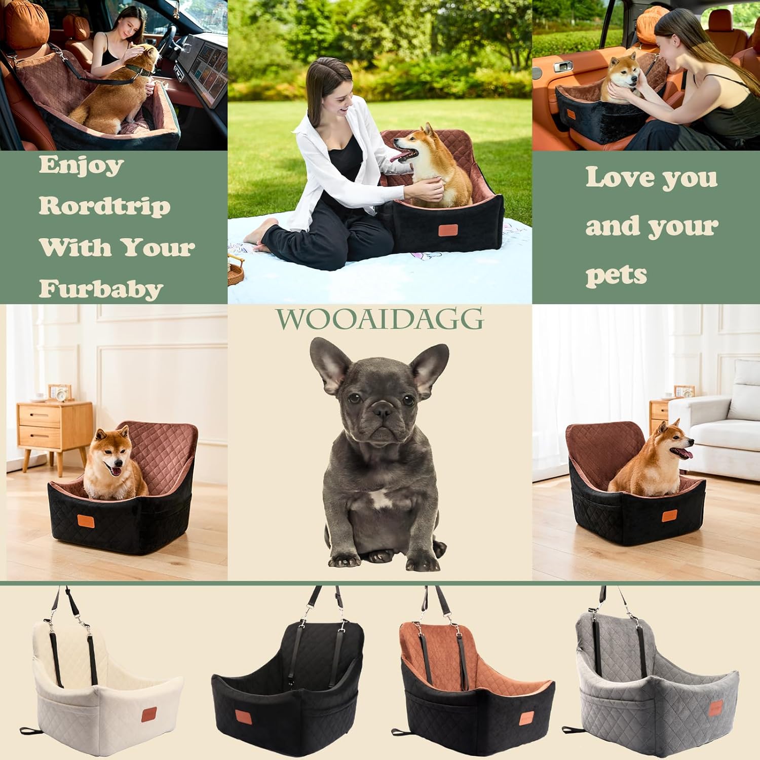 Dog Car Seat for Medium Sized Dog,Pet Travel Car Bed with Seat Belt Channle,Fully Detachable and Washable Car Dog Seat with Adjustable Straps,3 Straps Easy to Install (Black/Grey) - Image 6