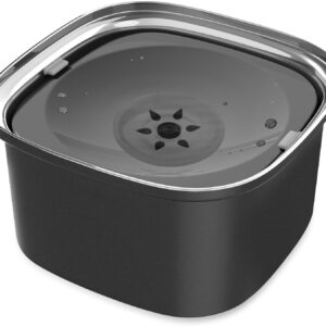 Decflow Stainless Steel Slow Drinking Dog Bowl with Lid - 3L Travel Pet Water Dispenser, Black