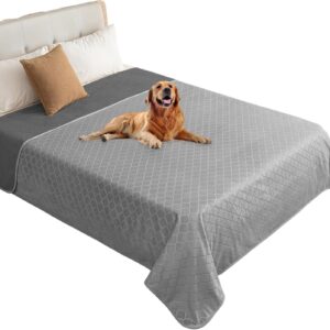 fuguitex Waterproof Dog Blanket Bed Cover Dog Crystal Velvet Moroccan Fuzzy Cozy Plush Pet Blanket Throw Blanket for Couch Sofa(82 * 102 inch, Light Grey+Grey)