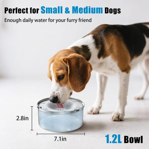 SCHITEC Dog Water Bowl No Spill 1.2L/40oz Slow Drinking Anti-Splash Stainless Steel Dog Bowl with Floating Disk, Spill Proof Pet Travel Water Dispenser for Sloppy Messy Drinkers(Light Gray) - Image 6