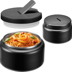 13.5oz Soup Thermo for Hot Food Kids with Buckle Lid Insulated Vacuum Food Jar Wide Mouth Leakproof Stainless Steel Lunch Container (Black)