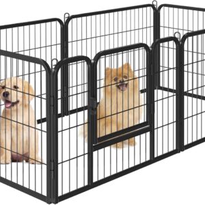 Topeakmart 24-Inch 6 Panel Heavy Duty Portable Pet Playpen Dog Exercise Pen Cat Fence Crate Cage Kennelwith Door Puppy Rabbits Play Pen,Outdoor/Indoor,Black