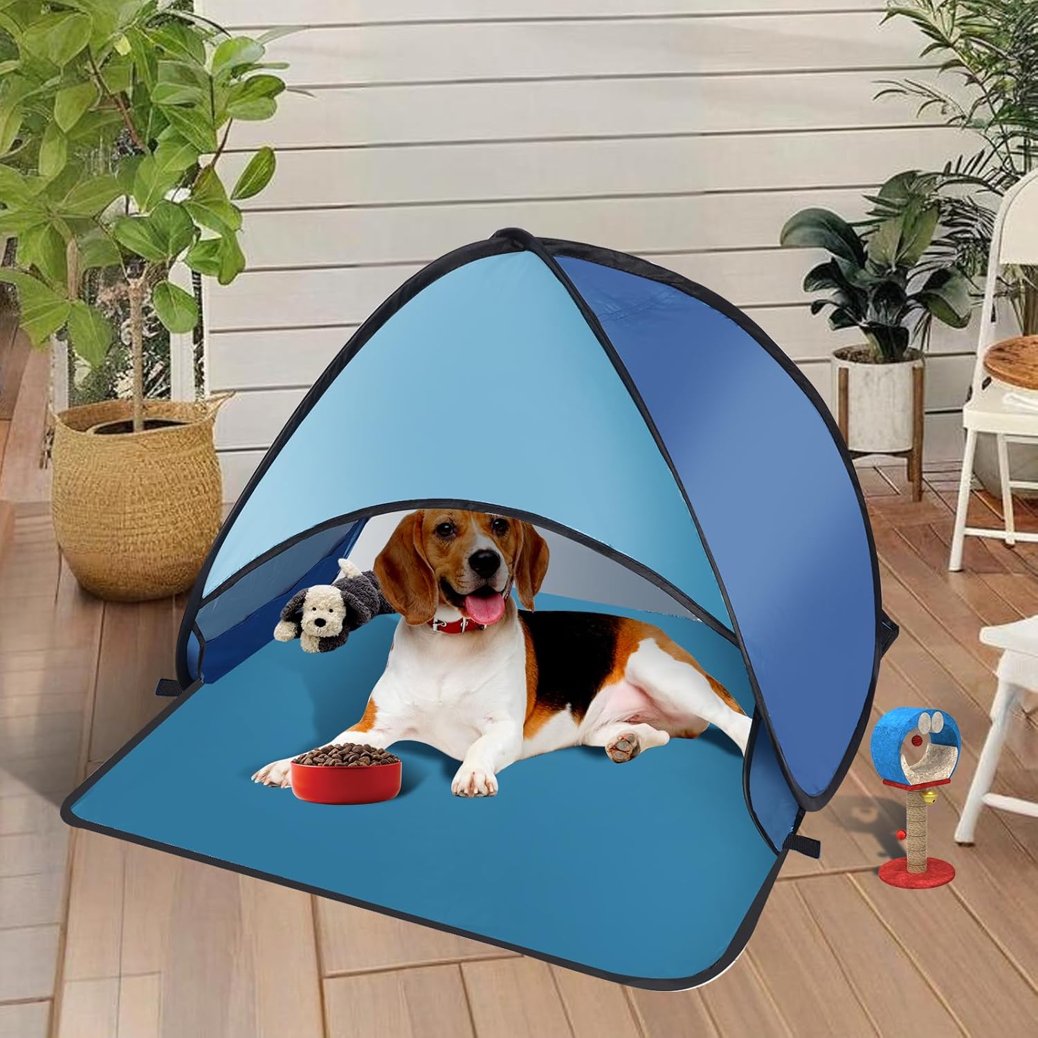 Dog Beach Tent for Pet Shade Pop Up Portable Mini Head Sun Shelters Canopy for Camping Outdoor Hiking Picnic Windproof Waterproof with Tent Nails Phone Stand for Puppy Cat Small Animals(Blue) - Image 6
